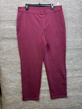 Susan Graver Weekend Premium Stretch Slim Leg Ankle Pants Size 1X Burgundy NEW